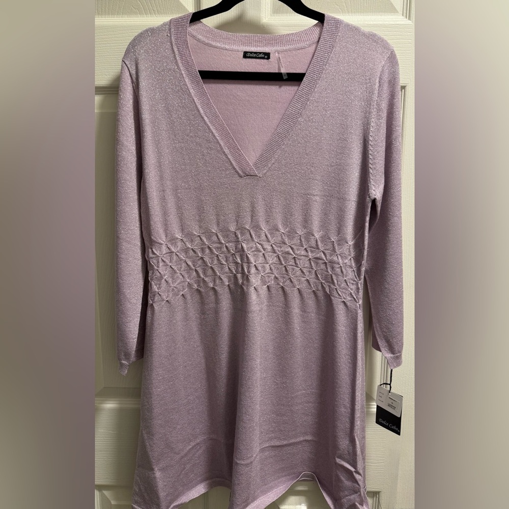 Dolce Cabo - Metallic Knit Mini Dress - Lavender - NWT - XL - Picture 5 of 8